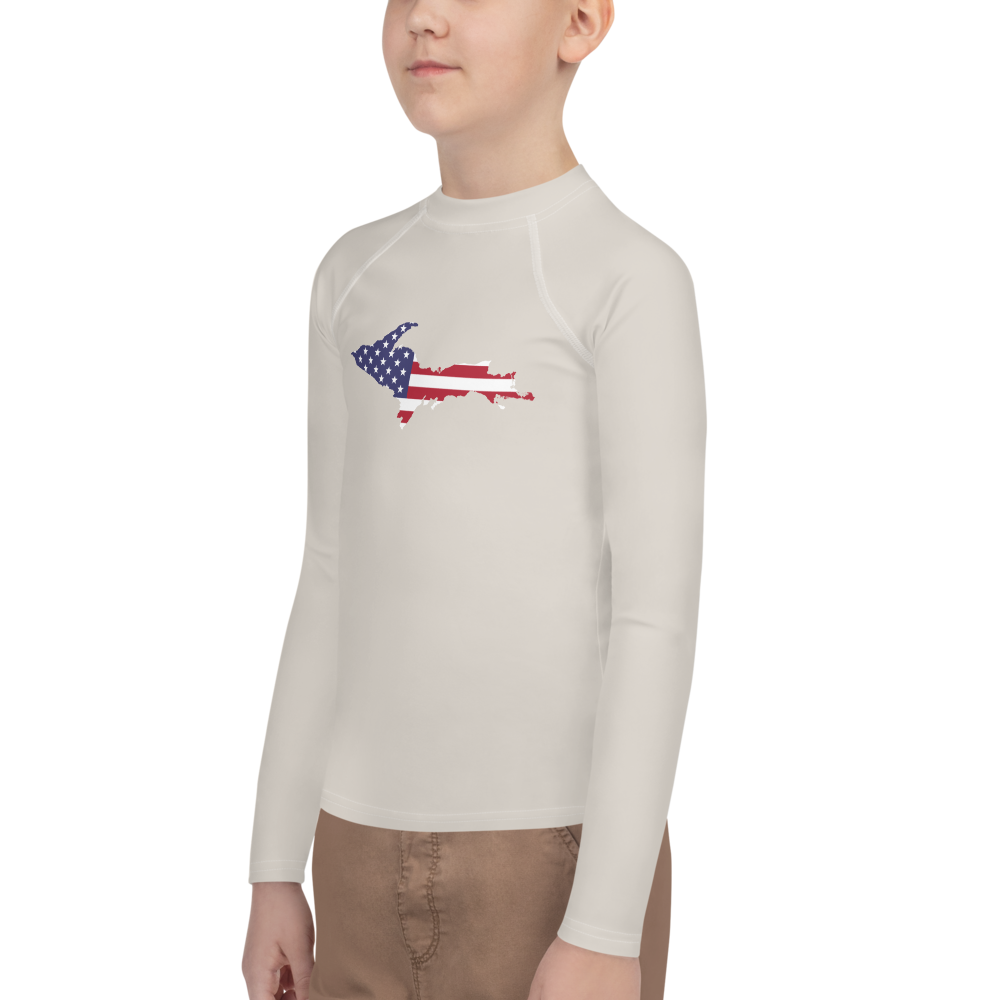 Michigan Upper Peninsula Rash Guard (w/ UP USA Flag) | Youth - Canvas Color