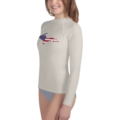 Michigan Upper Peninsula Rash Guard (w/ UP USA Flag) | Youth - Canvas Color