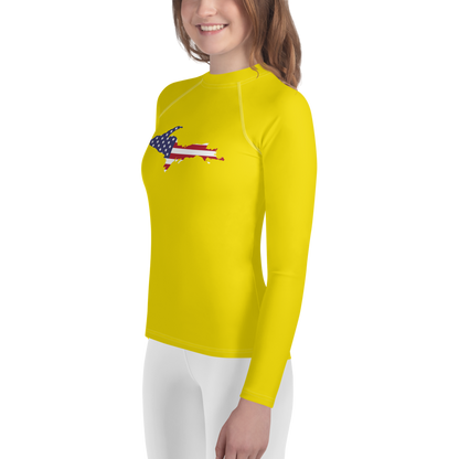 Michigan Upper Peninsula Rash Guard (w/ UP USA Flag) | Youth - Gadsden Yellow