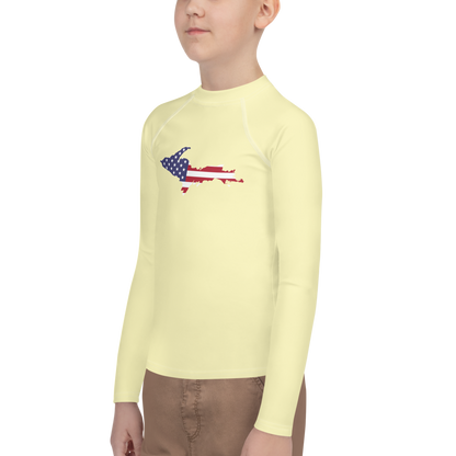 Michigan Upper Peninsula Rash Guard (w/ UP USA Flag) | Youth - Canary Yellow