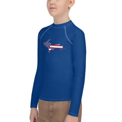 Michigan Upper Peninsula Rash Guard (w/ UP USA Flag) | Youth - Dearborn Blue