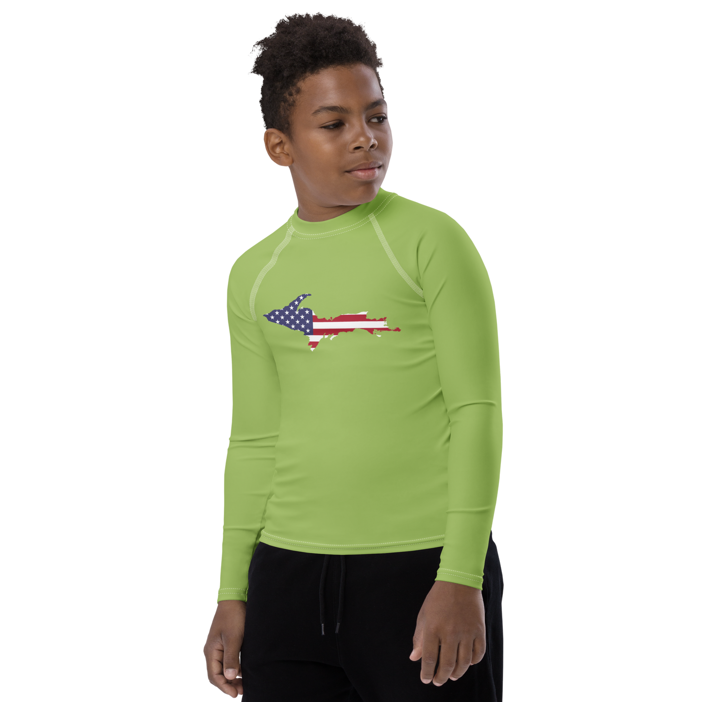 Michigan Upper Peninsula Rash Guard (w/ UP USA Flag) | Youth - Gooseberry Green