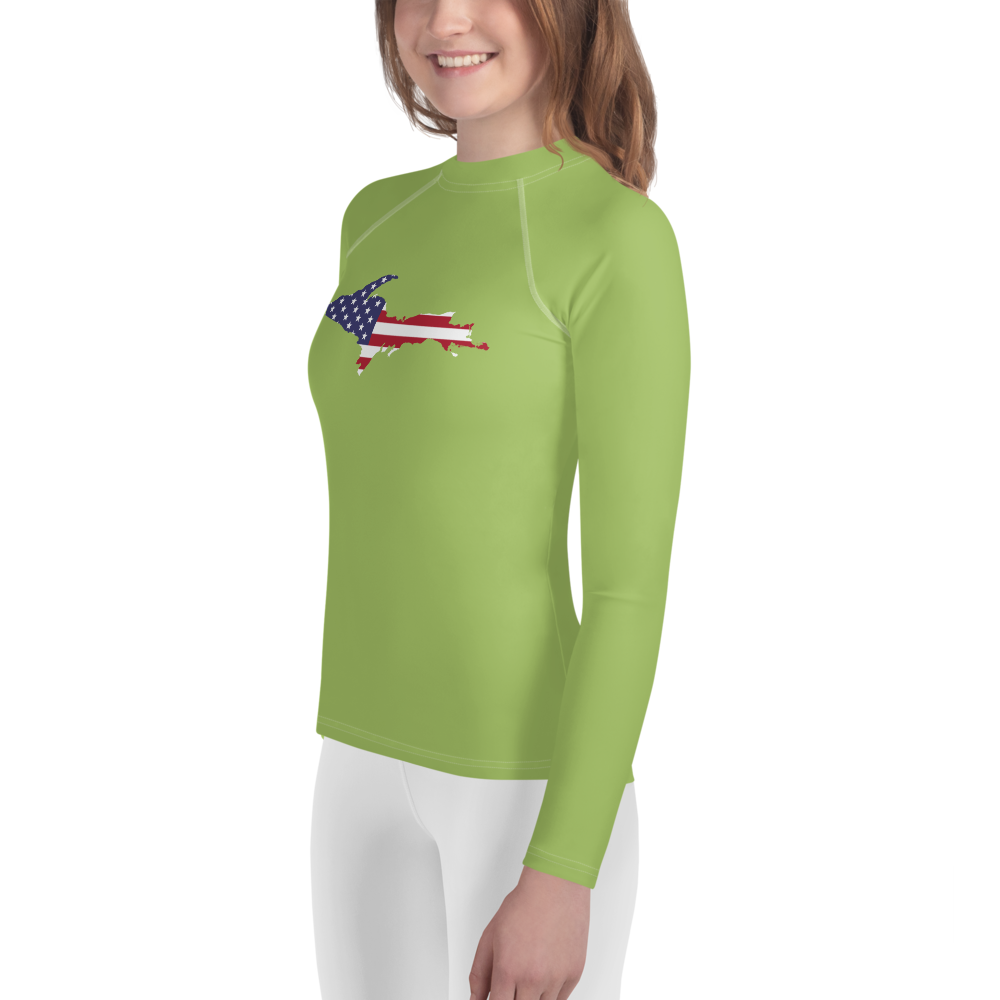 Michigan Upper Peninsula Rash Guard (w/ UP USA Flag) | Youth - Gooseberry Green