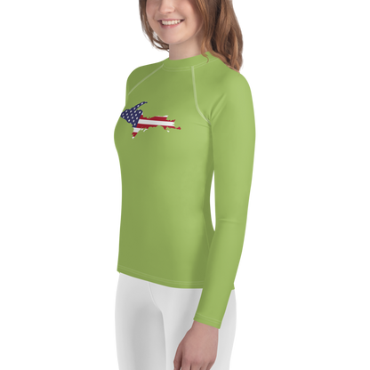 Michigan Upper Peninsula Rash Guard (w/ UP USA Flag) | Youth - Gooseberry Green