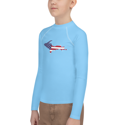 Michigan Upper Peninsula Rash Guard (w/ UP USA Flag) | Youth - DTW Blue