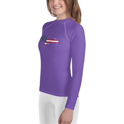 Michigan Upper Peninsula Rash Guard (w/ UP USA Flag) | Youth - Lake Iris