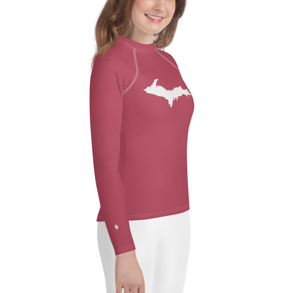 Michigan Upper Peninsula Rash Guard (w/ UP Outline) | Youth - Popstar Pink