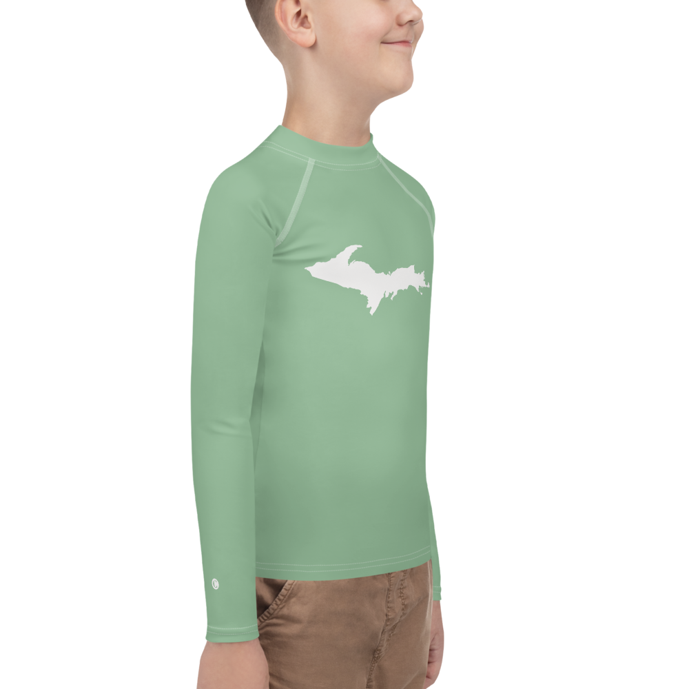 Michigan Upper Peninsula Rash Guard (w/ UP Outline) | Youth - Sea Green