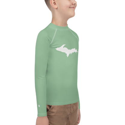 Michigan Upper Peninsula Rash Guard (w/ UP Outline) | Youth - Sea Green