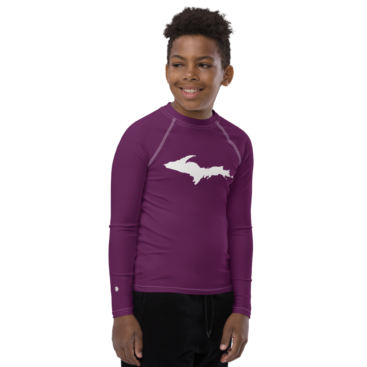 Michigan Upper Peninsula Rash Guard (w/ UP Outline) | Youth - Tyrian Purple