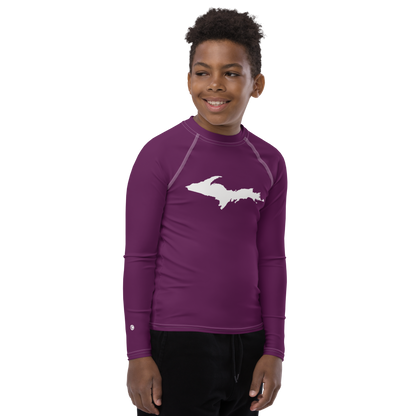 Michigan Upper Peninsula Rash Guard (w/ UP Outline) | Youth - Tyrian Purple