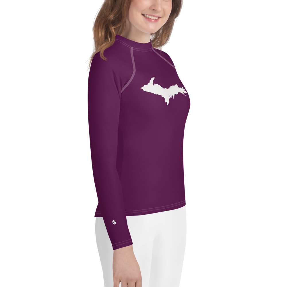 Michigan Upper Peninsula Rash Guard (w/ UP Outline) | Youth - Tyrian Purple