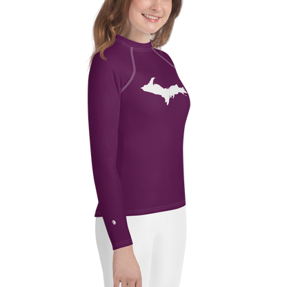 Michigan Upper Peninsula Rash Guard (w/ UP Outline) | Youth - Tyrian Purple