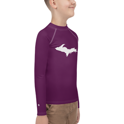 Michigan Upper Peninsula Rash Guard (w/ UP Outline) | Youth - Tyrian Purple