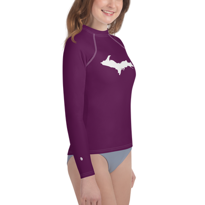 Michigan Upper Peninsula Rash Guard (w/ UP Outline) | Youth - Tyrian Purple