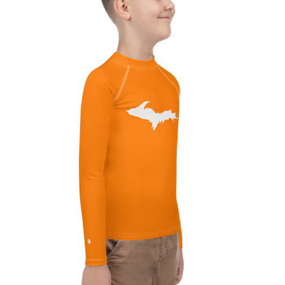 Michigan Upper Peninsula Rash Guard (w/ UP Outline) | Youth - Safety Orange