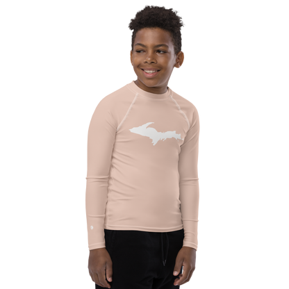 Michigan Upper Peninsula Rash Guard (w/ UP Outline) | Youth - Rose Gold