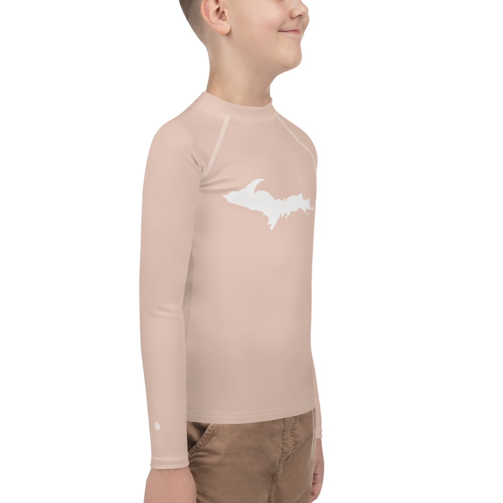 Michigan Upper Peninsula Rash Guard (w/ UP Outline) | Youth - Rose Gold