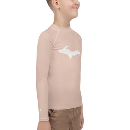 Michigan Upper Peninsula Rash Guard (w/ UP Outline) | Youth - Rose Gold