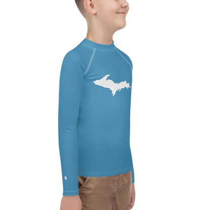 Michigan Upper Peninsula Rash Guard (w/ UP Outline) | Youth - Lake Michigan Blue