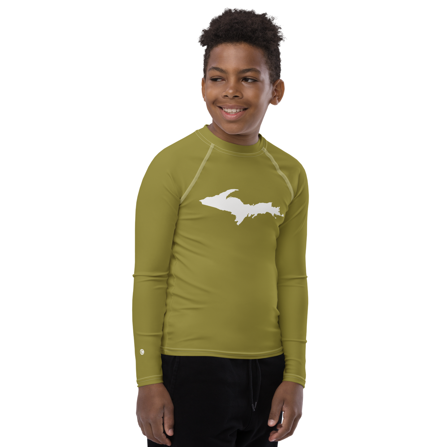 Michigan Upper Peninsula Rash Guard (w/ UP Outline) | Youth - Scrub Gold