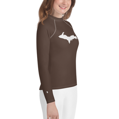 Michigan Upper Peninsula Rash Guard (w/ UP Outline) | Youth - Hickory Color