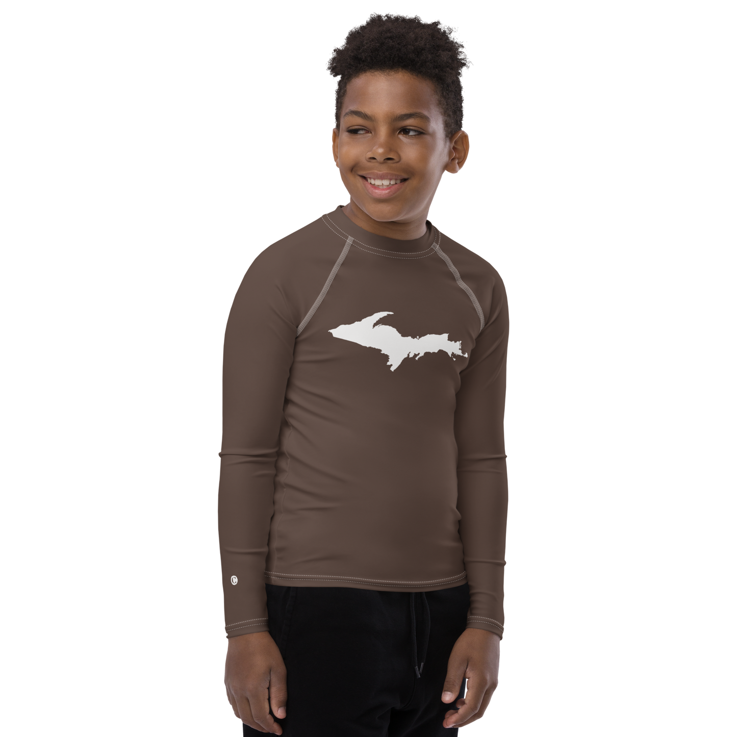 Michigan Upper Peninsula Rash Guard (w/ UP Outline) | Youth - Hickory Color