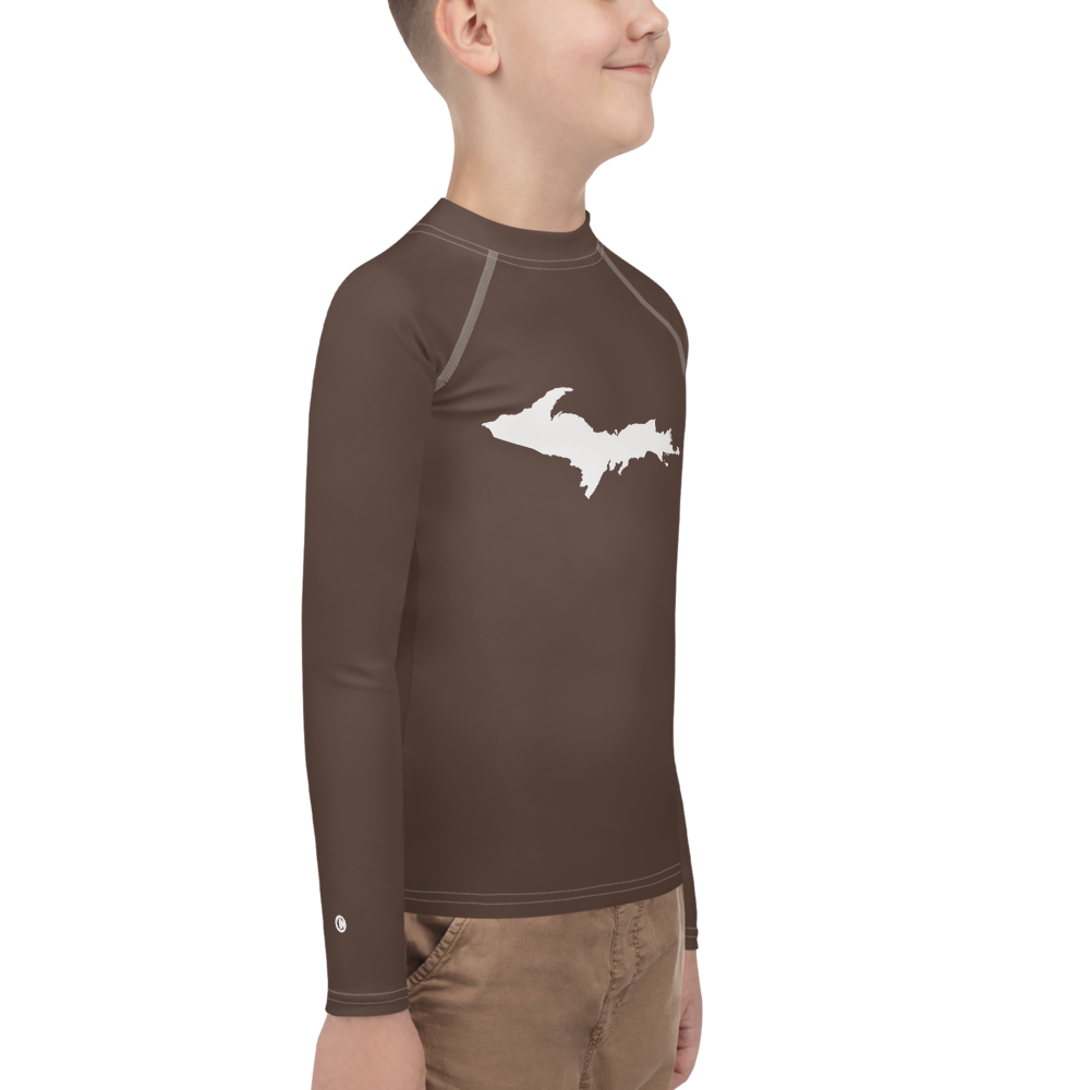 Michigan Upper Peninsula Rash Guard (w/ UP Outline) | Youth - Hickory Color