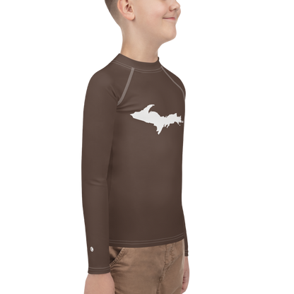 Michigan Upper Peninsula Rash Guard (w/ UP Outline) | Youth - Hickory Color