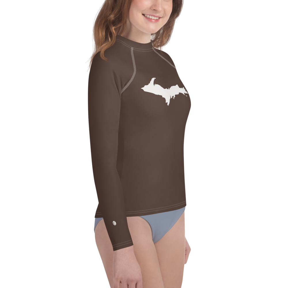 Michigan Upper Peninsula Rash Guard (w/ UP Outline) | Youth - Hickory Color