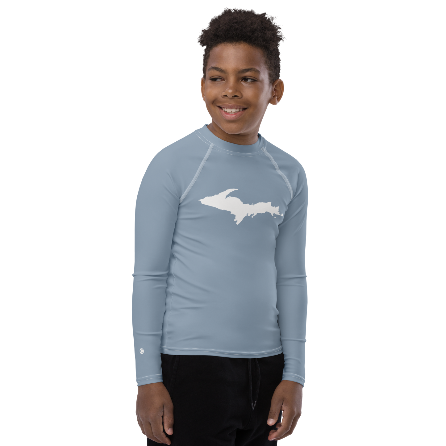 Michigan Upper Peninsula Rash Guard (w/ UP Outline) | Youth - B-24 Grey