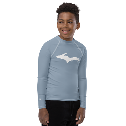 Michigan Upper Peninsula Rash Guard (w/ UP Outline) | Youth - B-24 Grey