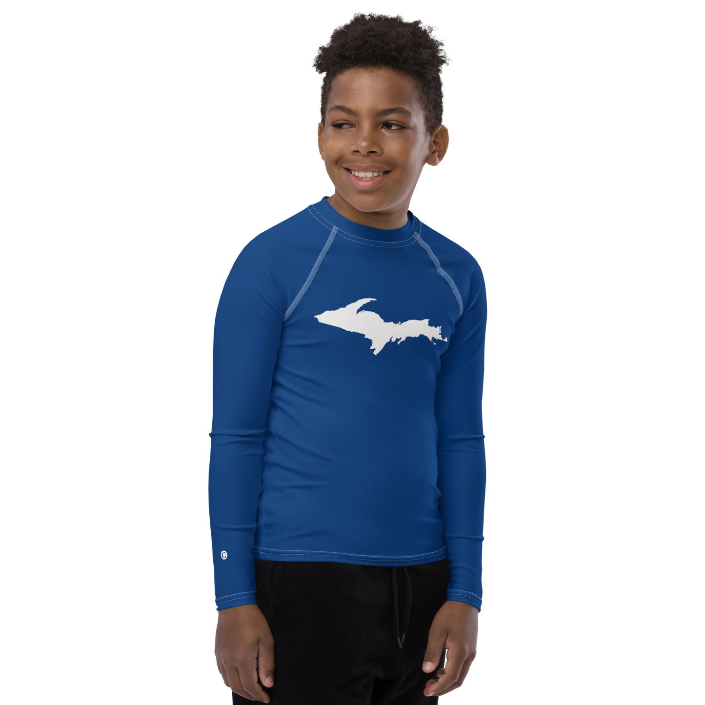 Michigan Upper Peninsula Rash Guard (w/ UP Outline) | Youth - Dearborn Blue