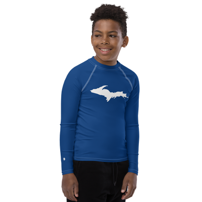 Michigan Upper Peninsula Rash Guard (w/ UP Outline) | Youth - Dearborn Blue