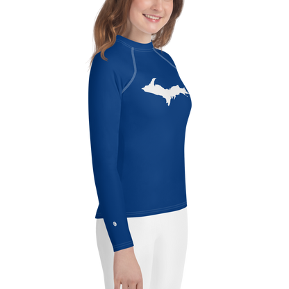 Michigan Upper Peninsula Rash Guard (w/ UP Outline) | Youth - Dearborn Blue