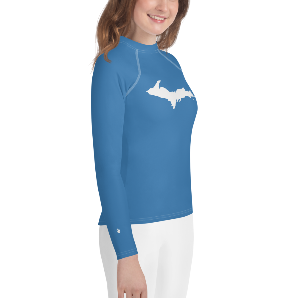 Michigan Upper Peninsula Rash Guard (w/ UP Outline) | Youth - Lake Superior Blue