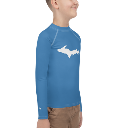 Michigan Upper Peninsula Rash Guard (w/ UP Outline) | Youth - Lake Superior Blue