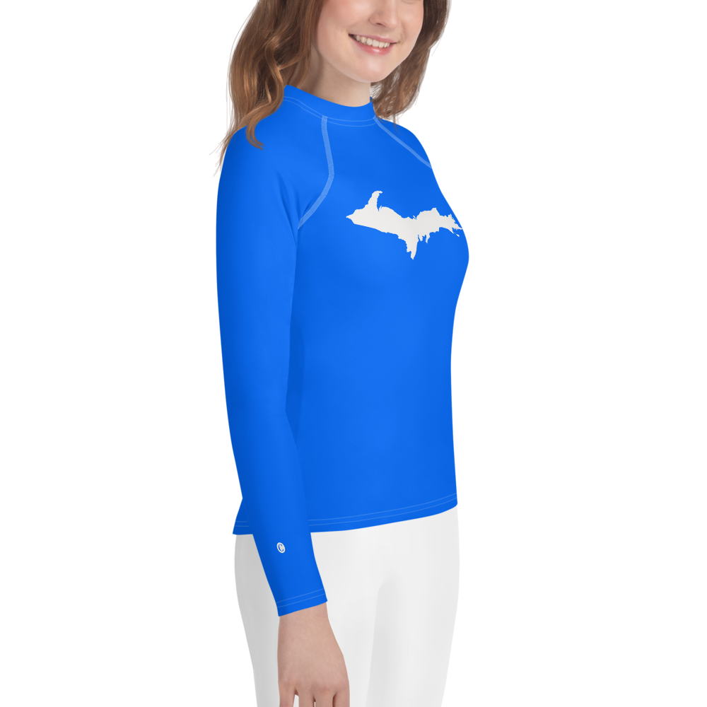 Michigan Upper Peninsula Rash Guard (w/ UP Outline) | Youth - Motor Town Blue