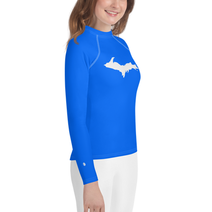 Michigan Upper Peninsula Rash Guard (w/ UP Outline) | Youth - Motor Town Blue