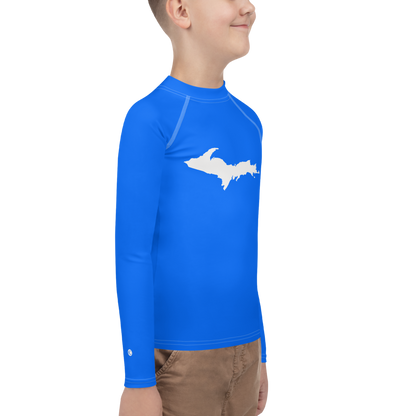 Michigan Upper Peninsula Rash Guard (w/ UP Outline) | Youth - Motor Town Blue