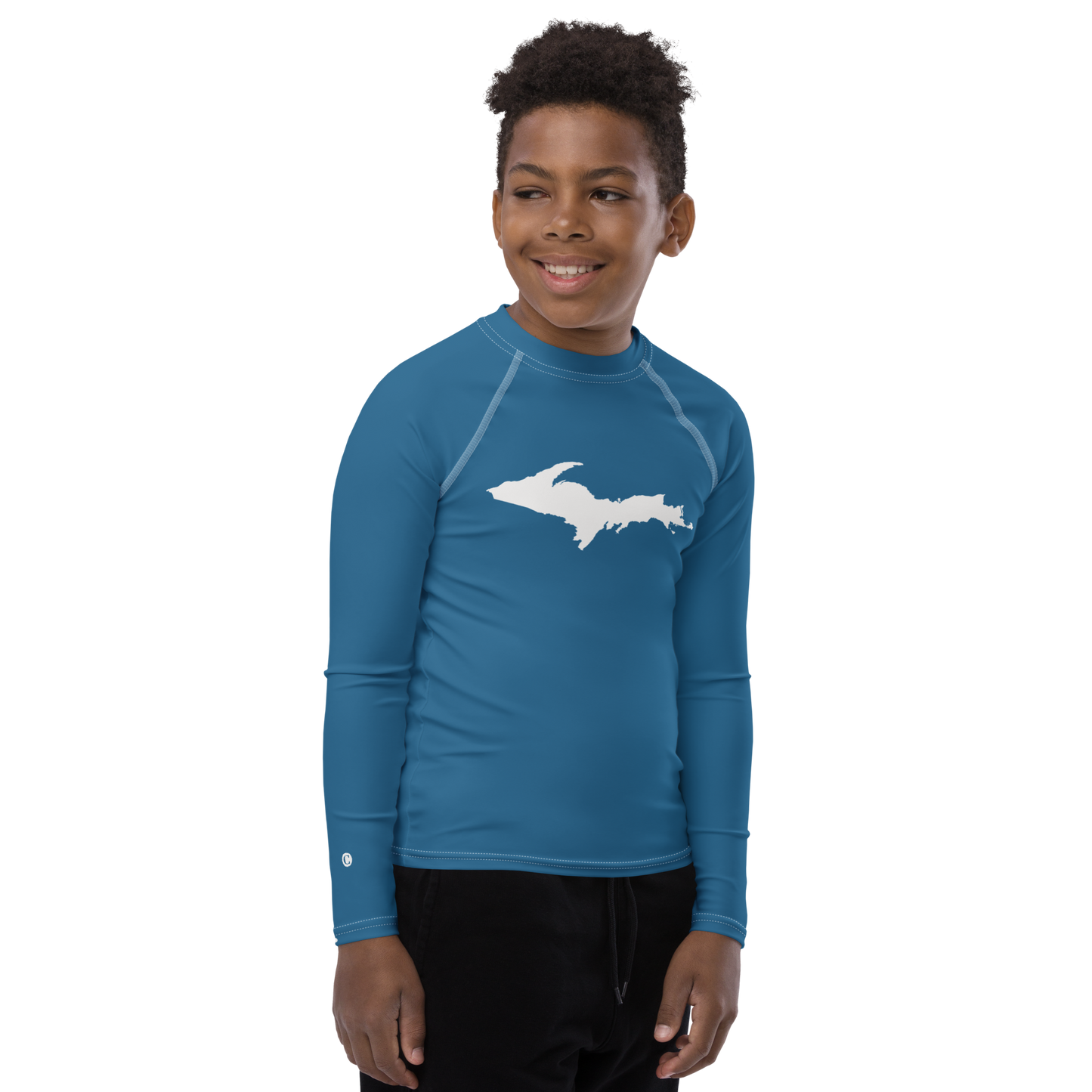 Michigan Upper Peninsula Rash Guard (w/ UP Outline) | Youth - Blueberry