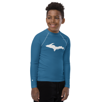 Michigan Upper Peninsula Rash Guard (w/ UP Outline) | Youth - Blueberry