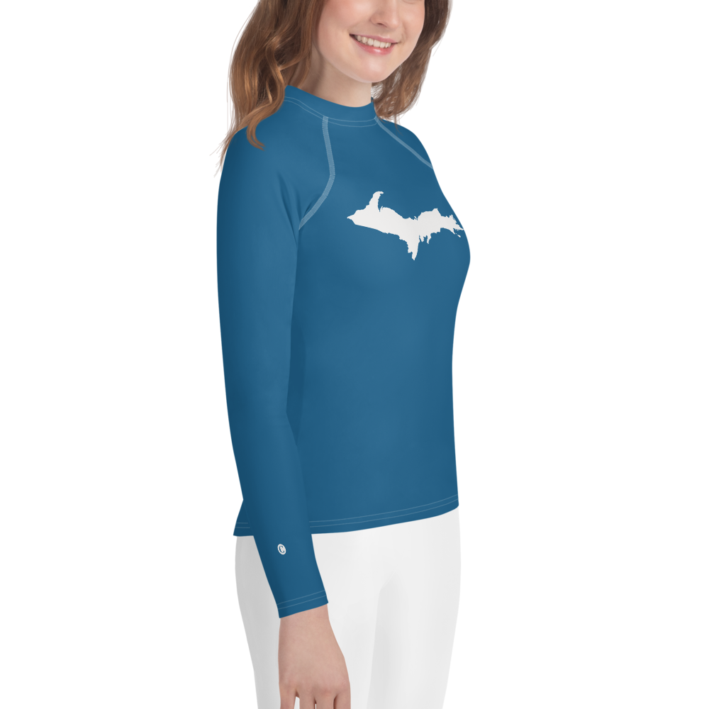 Michigan Upper Peninsula Rash Guard (w/ UP Outline) | Youth - Blueberry