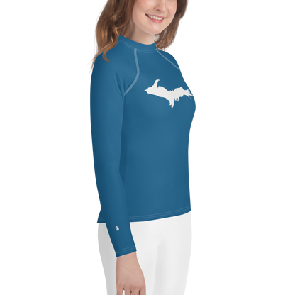 Michigan Upper Peninsula Rash Guard (w/ UP Outline) | Youth - Blueberry