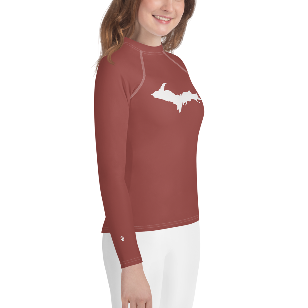 Michigan Upper Peninsula Rash Guard (w/ UP Outline) | Youth - Ore Dock Red