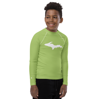 Michigan Upper Peninsula Rash Guard (w/ UP Outline) | Youth - Gooseberry Green