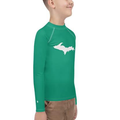 Michigan Upper Peninsula Rash Guard (w/ UP Outline) | Youth - Emerald Green