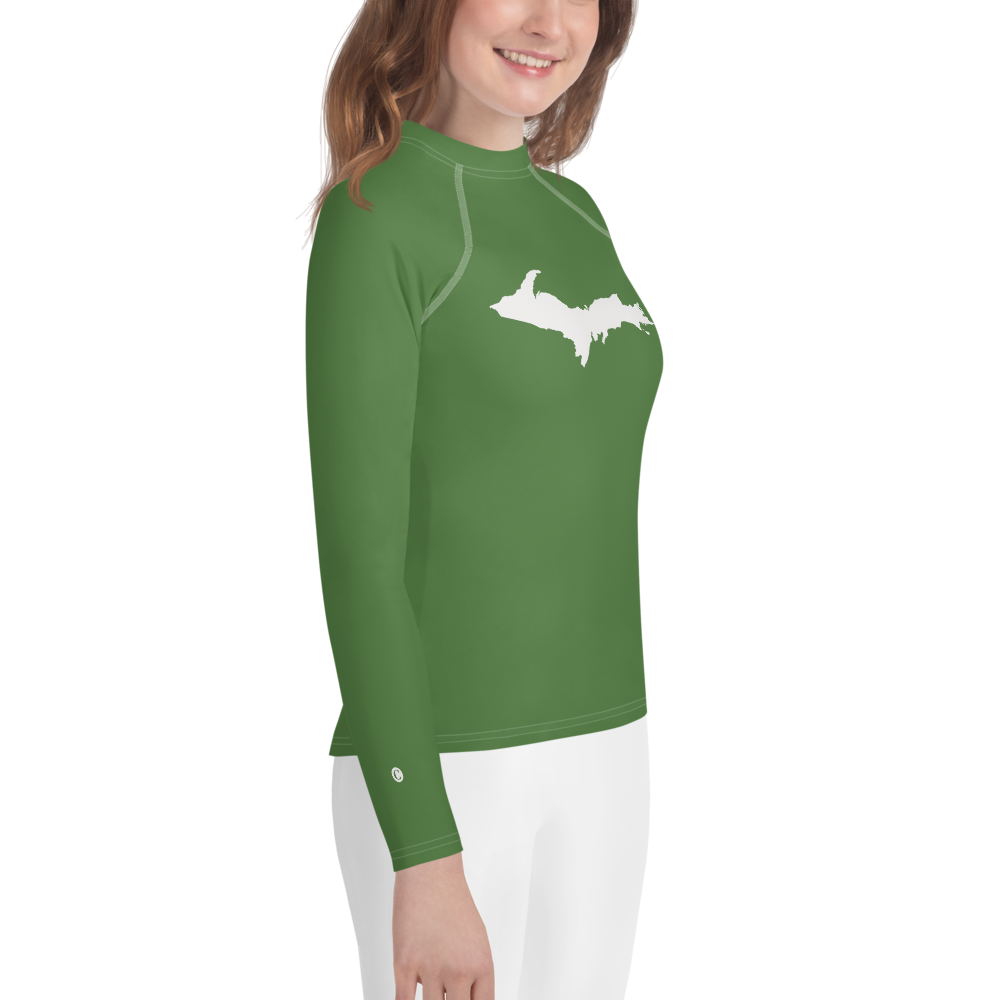 Michigan Upper Peninsula Rash Guard (w/ UP Outline) | Youth - Pine Green