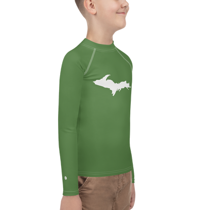 Michigan Upper Peninsula Rash Guard (w/ UP Outline) | Youth - Pine Green