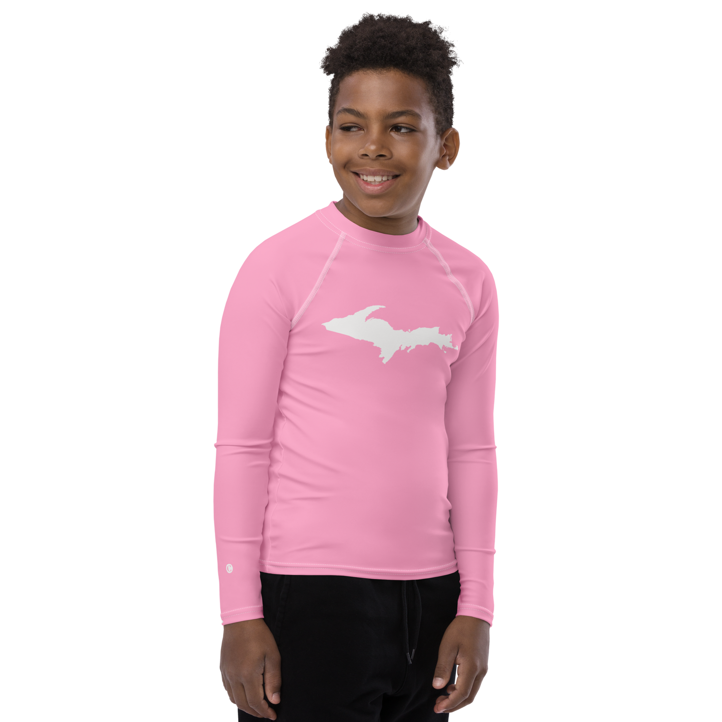 Michigan Upper Peninsula Rash Guard (w/ UP Outline) | Youth - '67 Caddie Pink